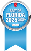 Logo Recognizing Bayshore Podiatry Center's affiliation Best of Florida Regional Winner, Guide to Florida, 2025