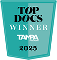 Logo Recognizing Bayshore Podiatry Center's affiliation with Top Docs Winner, Tampa, 2025